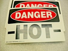 QTY 5 OSHA Laminated Plastic Labels, DANGER -HOT-  5