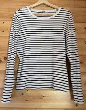 Boden Women’s XL Ribbed Long Sleeve Navy Striped Shirt Tee Top Stretch Cotton picture