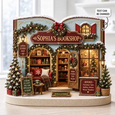 Personalized Christmas Wooden Plaque Custom Name Bookshop for Home Decor picture