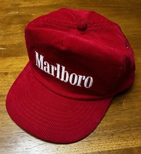 VTG Marlboro Corduroy Hat Cap SnapBack Promo Western 80s Embroidered picture