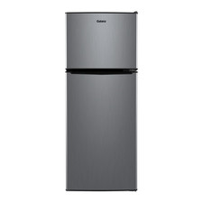 Galanz 4.6. Cu ft Two Door Mini Refrigerator with Freezer, Stainless Steel, New, picture