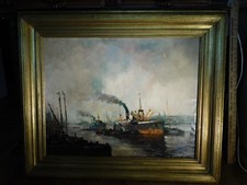 Original Oil on Canvas Signed H. J. Pauwels 1930 Oil on Canvas Sea Battle picture