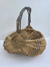 Vintage Buttocks Basket Medium Gods Eye Hand Woven Primitive Butt Egg Gathering picture