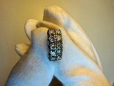 18K Yellow Gold Diamond Band Ring Size 7 Round Prong Set 12 Diamonds 8mm picture