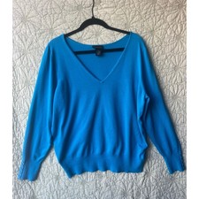Lane Bryant Vibrant Blue V-Neck Button Cuff Sweater Size 18/20 picture