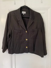 GANNI WASHED SATIN CROP SHIRT BLACK EU 44 XXL 14/16 picture
