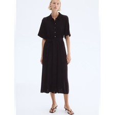 NWT H&M Black Belted Button-Front Shirt Dress picture