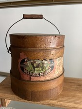 Antique Atmore & Son Mincemeat Firkin Bucket Seedless Raisins Wood Pail picture