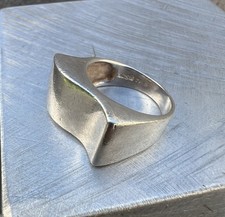 SZ 7.5 Modernist Abstract Vintage Sterling Silver Chunky Signed Ring Estate 925 picture