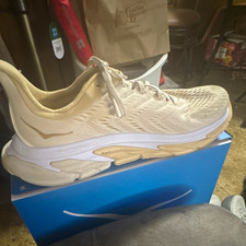 HOKA Men's Low Top Lace-Up Athletic Sneakers Clifton Beige Off-White picture