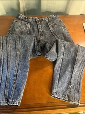 VTG Gitano Black Acid Wash Jeans Tapered Leg Hem detail size 14 picture