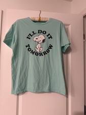 Peanuts Mens Hybrid  I'll Do It Tomorrow Crew Neck Short Sleeve T-Shirt Size L picture