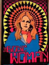Vintage BIONIC WOMAN Flocked Blacklight Poster 1976 Original 21x33 picture