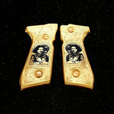 Pancho villa centauro del norte grips cachas pietro Beretta 92fs 24k gold plated picture