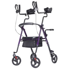 Deluxe ELENKER Heavy Duty Upright Rollator Walker Stand Up Medical Aid Purple picture