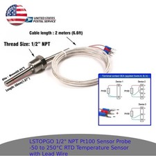 Pt100 RTD Temperature Sensor Probe 1/2