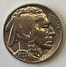 1937-P Buffalo Nickel  XF to AU details - Full Date -  picture