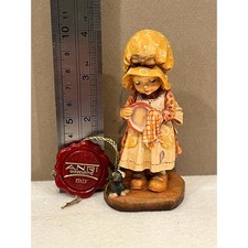 ANRI Sarah Kay Wood Carving Girl Figurine 653008 Italy Hand Carved w/ Box VTG picture