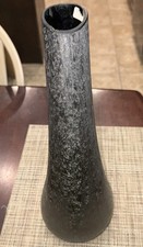 alfredo barbini murano glass Acid Etched Black Vase Signed 16” 1960/1970 Italy picture