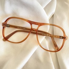 Vtg Orange Unisex Aviator Eyeglasses Eye Glasses Frames 56-15 Mens Womens picture