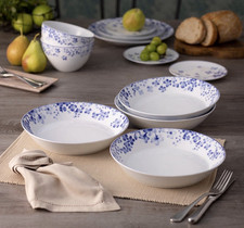 Noritake Bloomington Road Blue Set of 4 Coupe Dinner Bowls, 9-3/4