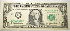 2003-A $1 FRN 2-DIGIT ULTRA LOW SERIAL NUMBER 00000098 ~ CRISP UNCIRCULATED picture