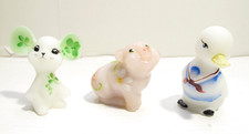 Lot of 3 Vintage FENTON Hand-Painted Signed Figurines Mouse Pig Duck picture