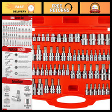 60-Piece Torx Bit Socket Set - E-Torx & External Torx Sockets, 1/4