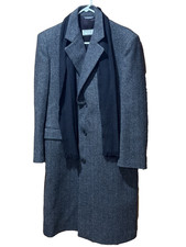 VTG Yves Saint Laurent Full Length 100% Herringbone Wool Trench Coat Small Union picture