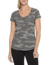 Lucky Brand Women’s Gray Camo V-neck Short Sleeve T-shirt - M - NWT picture