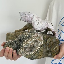 20LB Massive Hand Carved 7th Vein Ocean Jasper Leopard Crystal Carving Display picture