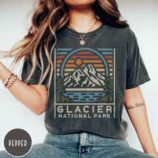 Sleeve Graphic Tee Womens & Mens , 100% Cotton Comfort, Glacier Park picture