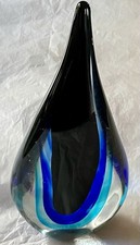 European Murano Style Sommerso Art Glass Teardrop Sculpture HandBlown MCM VTG picture