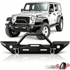 for 2007-2026 Jeep Wrangler JK & Unlimited Front Bumper w/ LED Lights & D-Rings picture