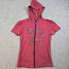 Vintage Hot Topic BLEST Hoodie Shirt Womens L Full Zip Skulls Goth Punk Babydoll picture