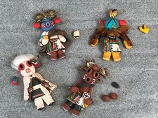 4 JEMEZ Clay Kachina Hopi EAGLE AHOTE MUDHEAD Ornaments Signed Elsie '95 AS-IS picture