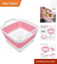 Portable 9L Dish Basin with Non-Slip Base & Dual Carry Handles - Stylish Pink picture