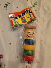 Vtg Japanese Daruma Otoshi Wooden Kokeshi Doll Block Stack Tower Game Toy Hammer picture