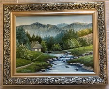 Oil painting Ukrainian Carpathian Mountains Framed original  landscape  picture