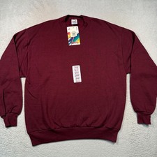 Jerzees Sweatshirt Mens Large Maroon Blank 90s Vintage Made in USA NWT picture