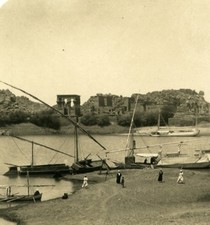 Egypt Aswan Philae Temple of Isis River Nile Old NPG Stereoview Photo 1906 picture