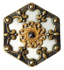 Victorian Celluloid Antique Button Rare Collectible Hexagon Shape picture
