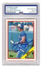 Pat Borders Signed Blue Jays 1988 Topps Traded Baseball Rookie Card #17T (PSA) picture