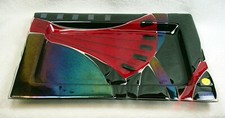 Vtg Linda Owen Large Multicolored Fused Glass Platter | Signed | New | $215 | picture