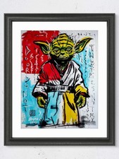 Original Neo Expressionist Art 14x11 Star Wars Yoda Acrylic Painting Paper picture