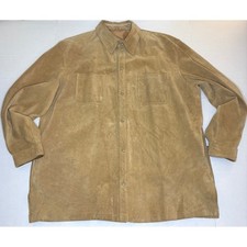 Vintage Preswick & Moore Tan Suede Leather Shirt Jacket Shacket Men's Size L picture