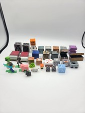 Minecraft Mini Figures Blocks Lot 32 Steve Creeper Enderman Pig Bed Chest Cake picture
