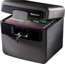 SentrySafe Black Fireproof and Waterproof Safe, File Folder and Document Box ... picture
