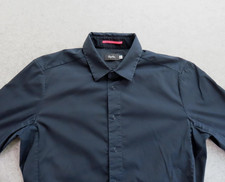 Rapha Shirt Mens Large Black Solid Long Sleeve Button Up Cycling Poplin Stretch picture