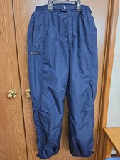 Vintage 90s Columbia Insulated Snow Pants Navy Blue Ski Waterproof Womens Size L picture